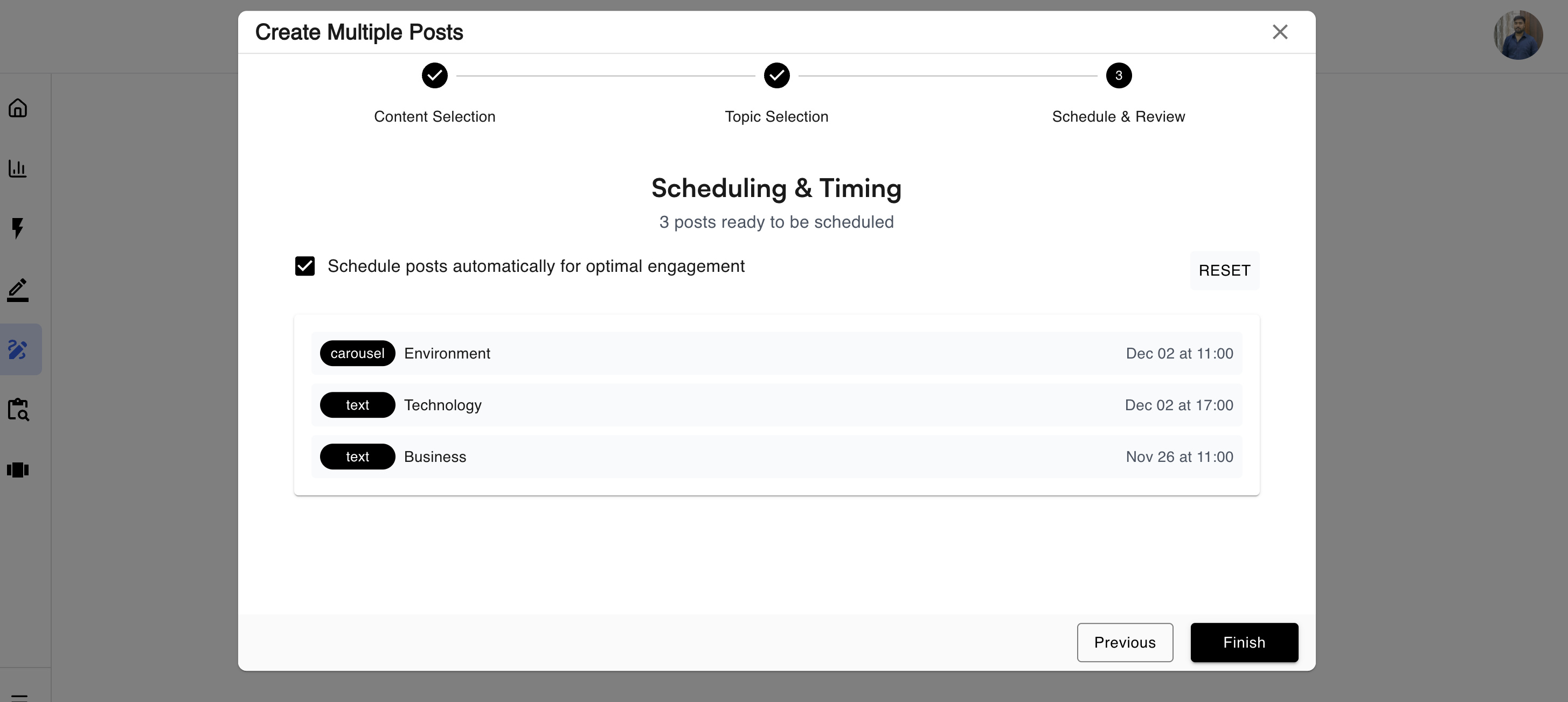 Weekly calendar preview